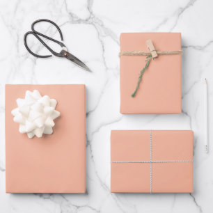 Solid Peach Colour Tropical Wrapping Paper Sheet