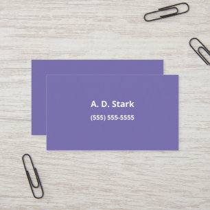 Solid Periwinkle Purple Minimalist Business Cards