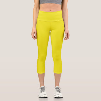 Solid pineapple bright yellow capri leggings