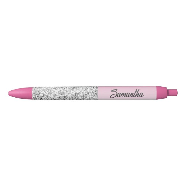 Solid pink gradient and crystals black ink pen (Front)
