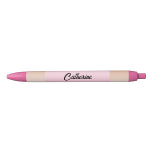 Solid pink gradient black ink pen