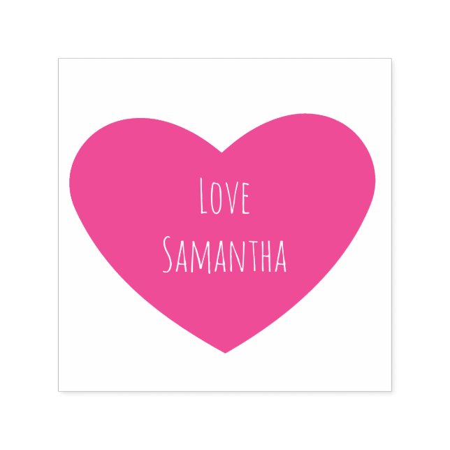 Solid Pink Heart with Personalized Text Self-inking Stamp (Design)