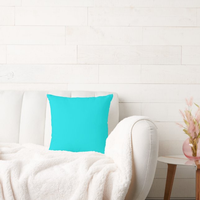 Solid Plain Bright Cyan/Turquoise Cushion/ Throw Pillow (Couch)