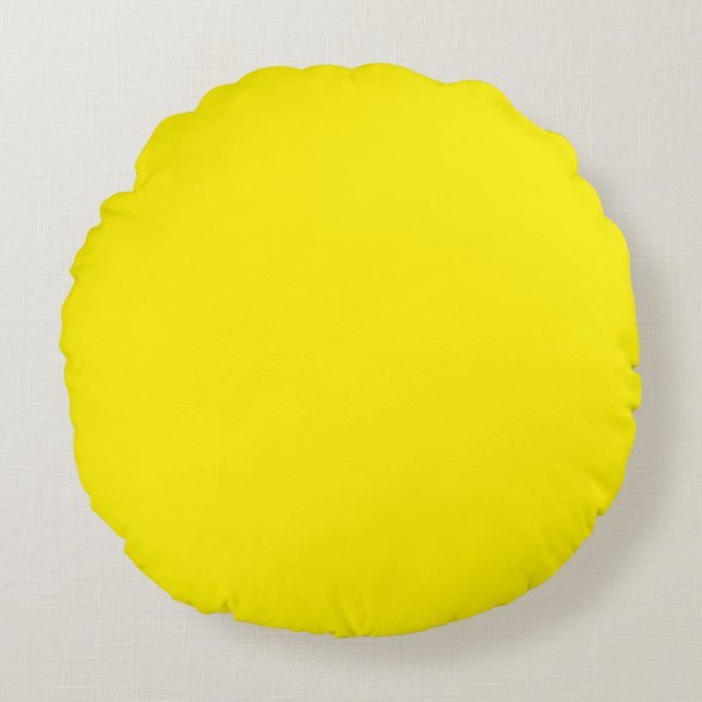 Solid plain colour yellow round pillow (Front)