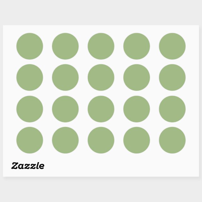 Solid plain sage green classic round sticker (Sheet)