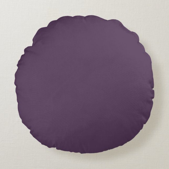 Solid plum dark dull purple round pillow (Front)