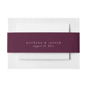 Solid Plum Purple Wedding Invitation Belly Band