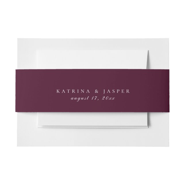 Solid Plum Purple Wedding Invitation Belly Band (Front Example)