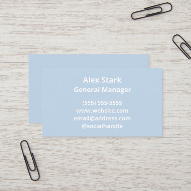 Solid Powder Blue Business Cards (Front/Back In Situ)