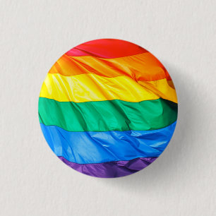 Solid Pride - Gay Pride Flag Closeup 1 Inch Round Button