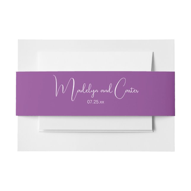 Solid Purple Belly Band Invitation Belly Band (Front Example)
