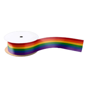 Solid Rainbow Pride Flag Satin Ribbon