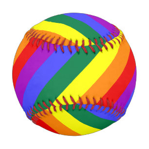 Solid Rainbow Stripe Watercolor Wash Rainbow D Baseball