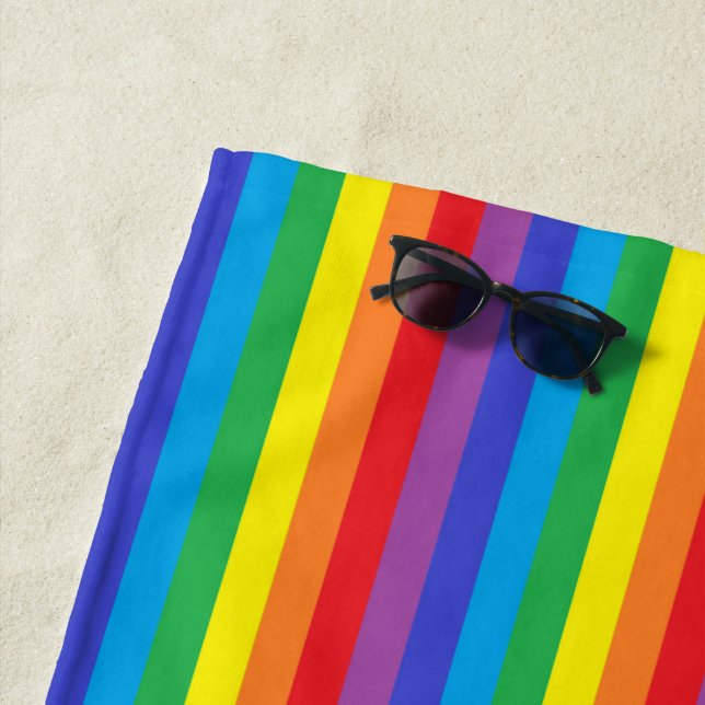 Solid Rainbow Stripes Beach Towel (In Situ)