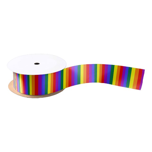 Solid Rainbow Stripes Ribbon Satin Ribbon (Spool)