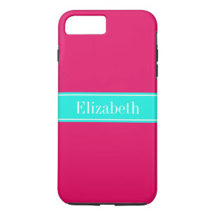 Solid Raspberry, Brt Aqua Ribbon Name Monogram Case-Mate iPhone Case