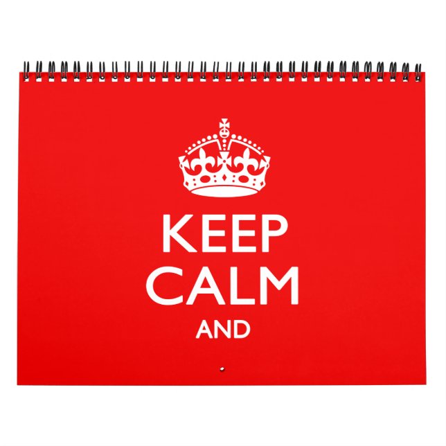 Solid Red 2026 KEEP CALM AND Your Text Calendar (Cover)