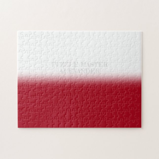 Solid Red and White Secret Message Personalized Jigsaw Puzzle (Horizontal)
