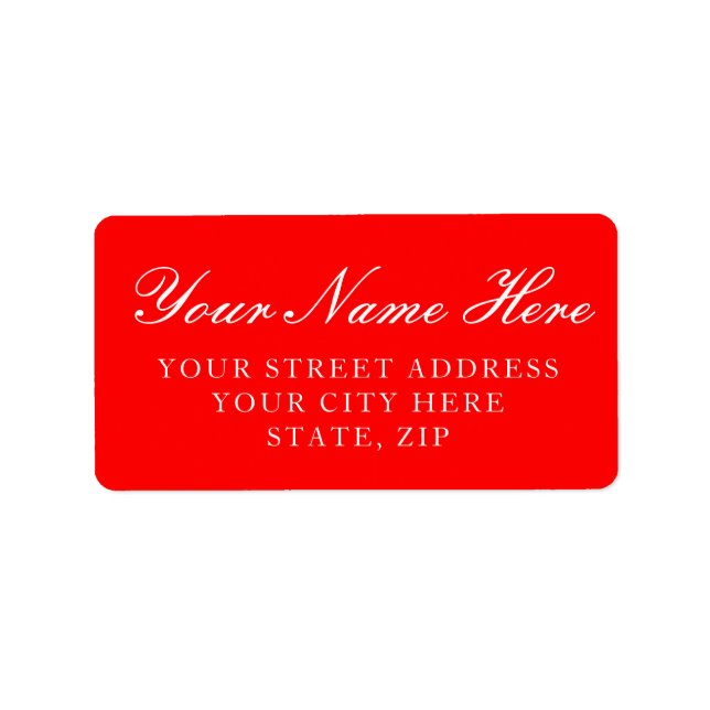Solid Red Custom Address Label Stickers (Front)