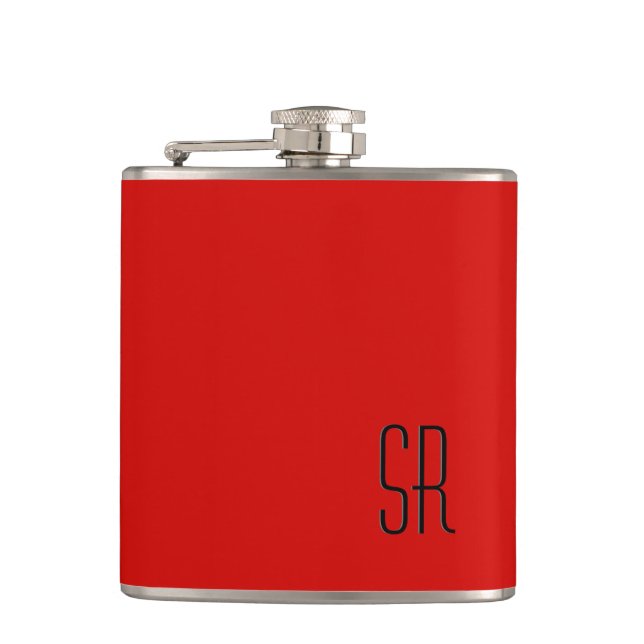 Solid Red Monogram Hip Flask (Front)