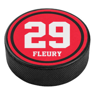Solid Ring black + your Name & Number Hockey Puck