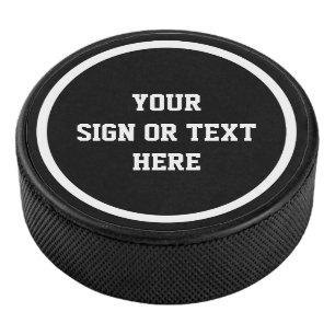 Solid Ring white + your colour, sign or text Hockey Puck