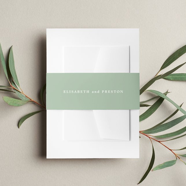 Solid Sage Green Personalized Wedding Invitation Belly Band (Creator Uploaded)