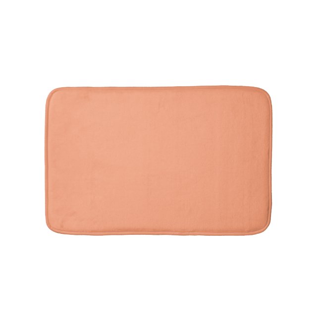 Solid Salmon Pink colour background customizable Bath Mat (Front)