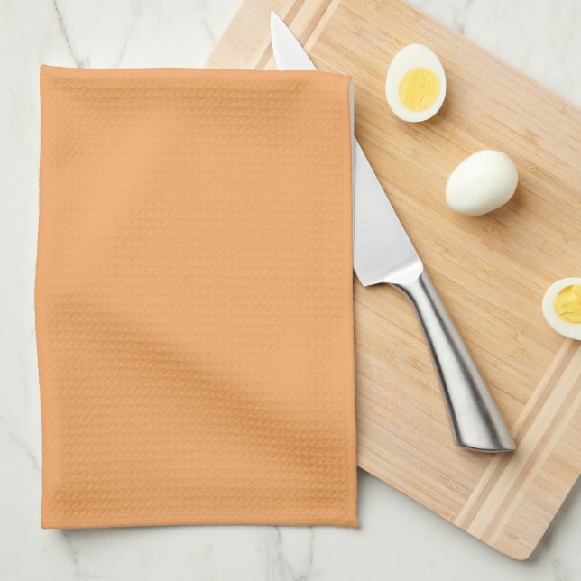 Solid sandy brown pale orange kitchen towel (Quarter Fold)