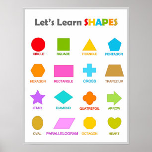solid shapes back to school kids learning poster