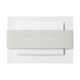 Solid Silver Sage Green Wedding Invitation Belly Band