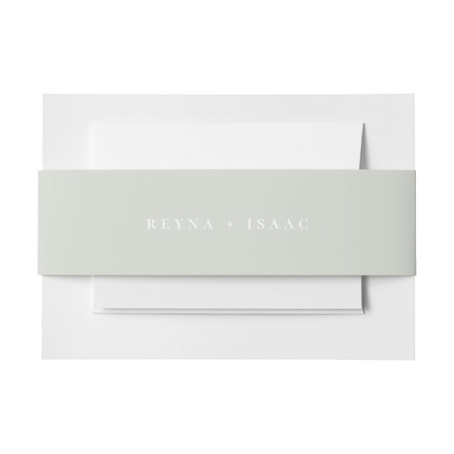 Solid Silver Sage Green Wedding Invitation Belly Band (Front Example)