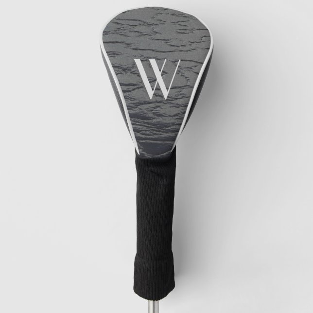 Solid Slate Grey Monogram Golf Head Cover (Front)