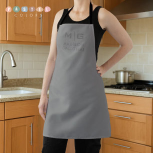 Solid Soft Light Grey Pastel Steel Grey Colour Apron