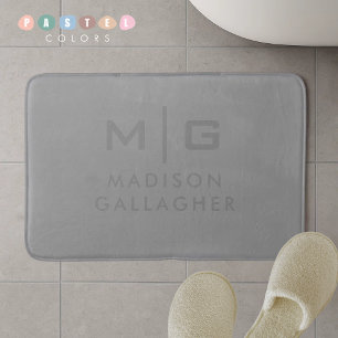Solid Soft Light Grey Pastel Steel Grey Colour Bath Mat
