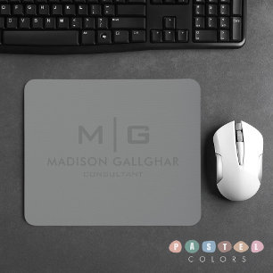Solid Soft Light Grey Pastel Steel Grey Colour Mouse Pad
