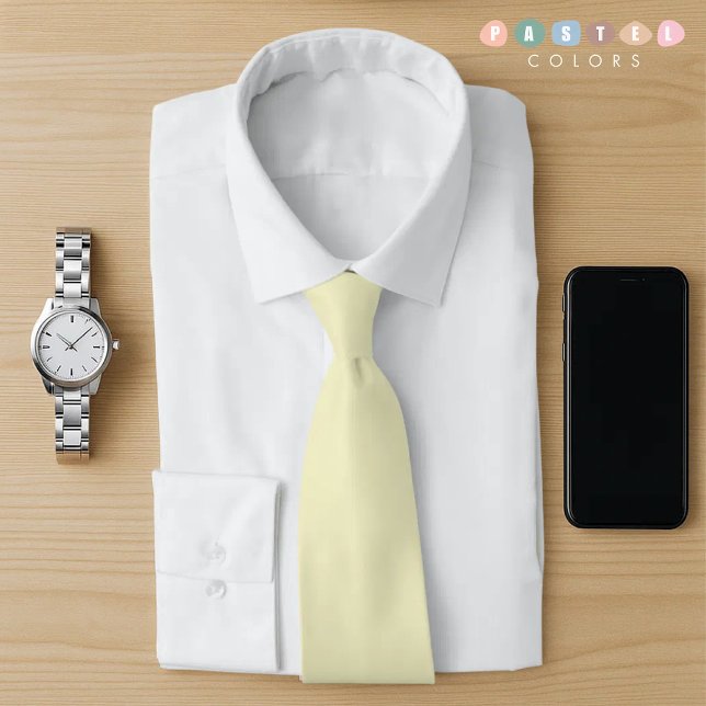 Solid Soft Light Pastel Butter Cream Yellow Colour Tie (Solid Soft Light Pastel Butter Cream Yellow Color Neck Tie)