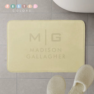 Solid Soft Light Pastel Lemon Yellow Color Bath Mat