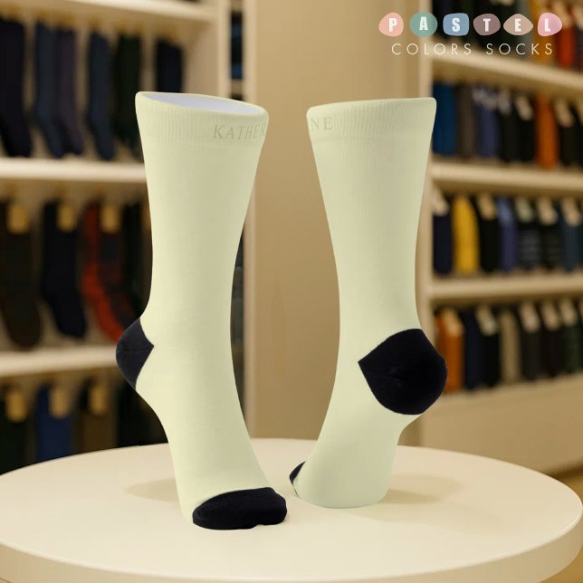Solid Soft Light Pastel Lemon Yellow Colour  Socks (Solid Soft Light Pastel Lemon Yellow Color Socks
)