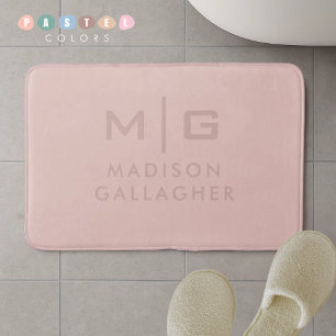 Solid Soft Light Pastel Peach Pink Color Bath Mat