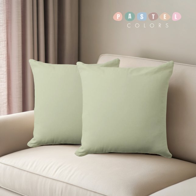 Solid Soft Light Pastel Sage Moss Green Colo Throw Pillow (Solid Soft Light Pastel Sage Moss Green Colo Throw Pillow)