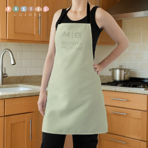 Solid Soft Light Pastel Sage Moss Green Color Apron
