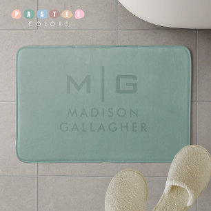 Solid Soft Light Pastel Sage Moss Green Color Bath Mat