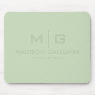 Solid Soft Light Pastel Sage Moss Green Color Mouse Pad