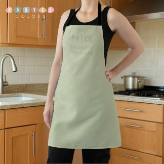 Solid Soft Light Pastel Sage Moss Green Colour Apron