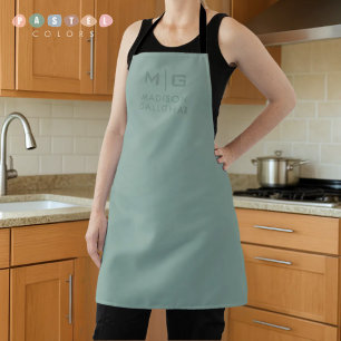 Solid Soft Light Pastel Sage Moss Green Colour Apron