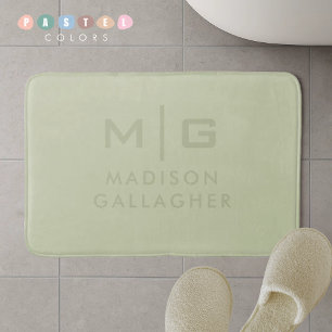 Solid Soft Light Pastel Sage Moss Green Colour Bath Mat