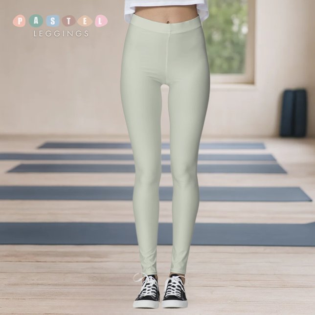 Solid Soft Light Pastel Sage Moss Green Colour Leggings (Solid Soft Light Pastel Sage Moss Green Color Leggings
)