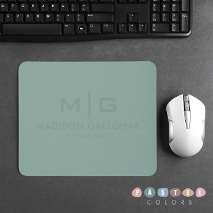 Solid Soft Light Pastel Sage Moss Green Colour Mouse Pad