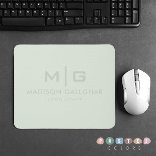 Solid Soft Light Pastel Sage Moss Green Colour Mouse Pad